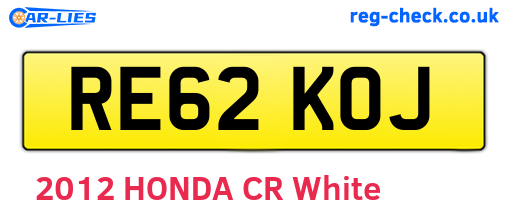 RE62KOJ are the vehicle registration plates.