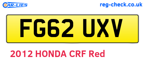 FG62UXV are the vehicle registration plates.