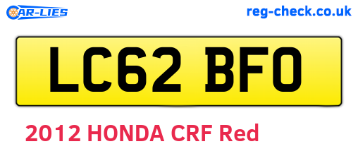 LC62BFO are the vehicle registration plates.
