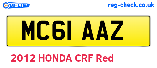 MC61AAZ are the vehicle registration plates.