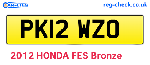 PK12WZO are the vehicle registration plates.