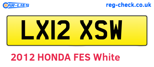 LX12XSW are the vehicle registration plates.