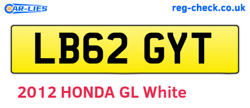 LB62GYT are the vehicle registration plates.