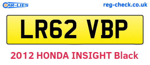 LR62VBP are the vehicle registration plates.