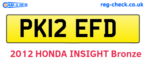 PK12EFD are the vehicle registration plates.