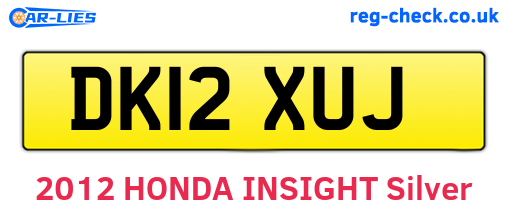 DK12XUJ are the vehicle registration plates.