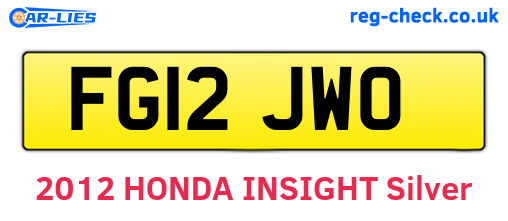 FG12JWO are the vehicle registration plates.