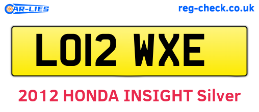 LO12WXE are the vehicle registration plates.