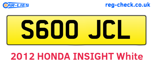 S600JCL are the vehicle registration plates.