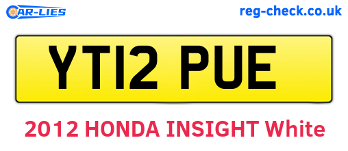 YT12PUE are the vehicle registration plates.