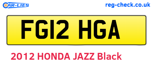 FG12HGA are the vehicle registration plates.