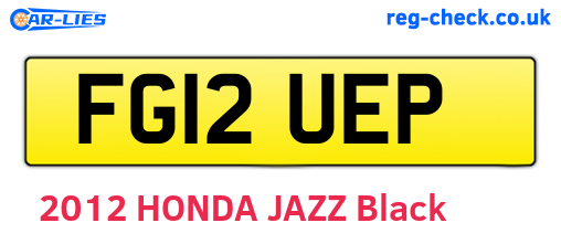FG12UEP are the vehicle registration plates.