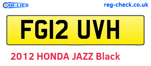 FG12UVH are the vehicle registration plates.