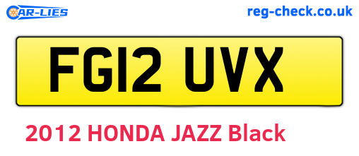 FG12UVX are the vehicle registration plates.