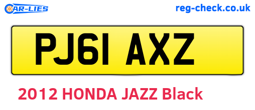 PJ61AXZ are the vehicle registration plates.