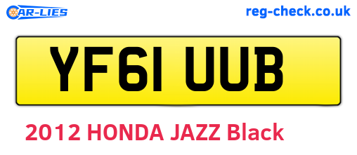YF61UUB are the vehicle registration plates.