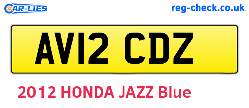 AV12CDZ are the vehicle registration plates.