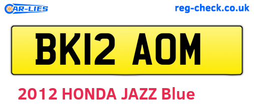 BK12AOM are the vehicle registration plates.
