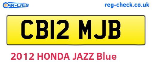 CB12MJB are the vehicle registration plates.