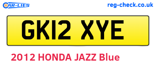 GK12XYE are the vehicle registration plates.