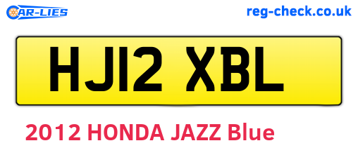 HJ12XBL are the vehicle registration plates.