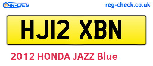 HJ12XBN are the vehicle registration plates.