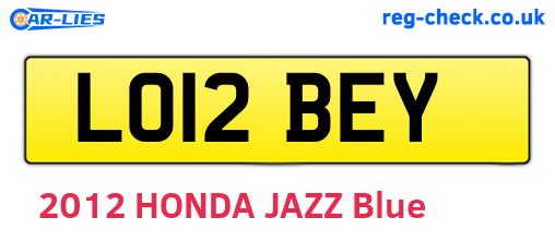 LO12BEY are the vehicle registration plates.