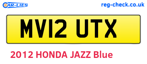 MV12UTX are the vehicle registration plates.