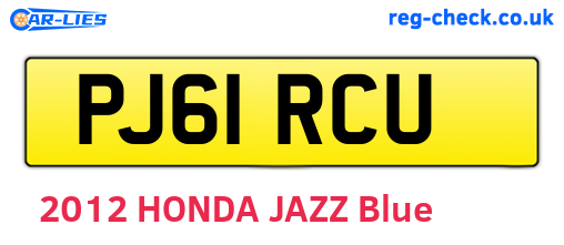 PJ61RCU are the vehicle registration plates.