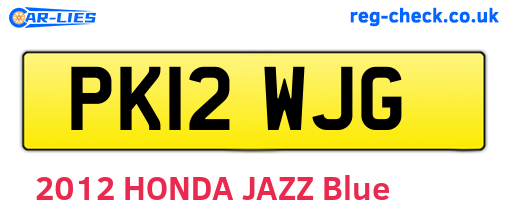 PK12WJG are the vehicle registration plates.