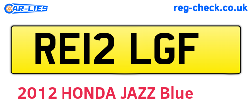 RE12LGF are the vehicle registration plates.