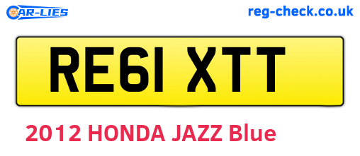 RE61XTT are the vehicle registration plates.