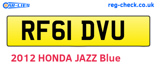 RF61DVU are the vehicle registration plates.
