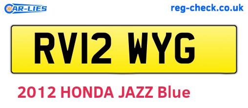 RV12WYG are the vehicle registration plates.