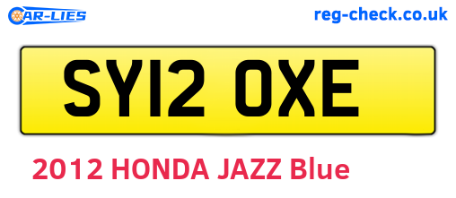SY12OXE are the vehicle registration plates.