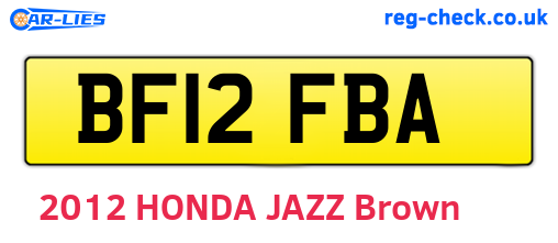 BF12FBA are the vehicle registration plates.