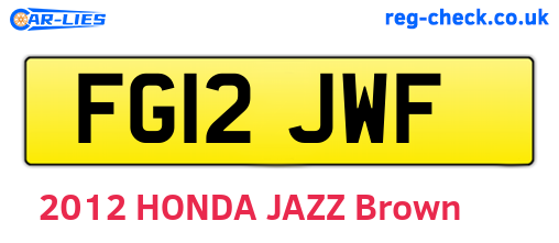FG12JWF are the vehicle registration plates.