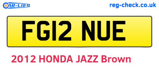 FG12NUE are the vehicle registration plates.