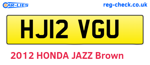 HJ12VGU are the vehicle registration plates.