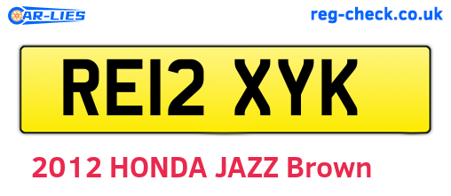 RE12XYK are the vehicle registration plates.