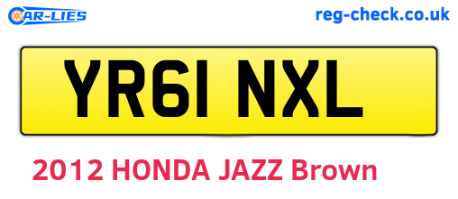 YR61NXL are the vehicle registration plates.