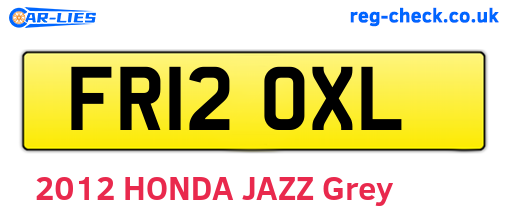 FR12OXL are the vehicle registration plates.