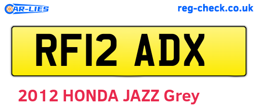 RF12ADX are the vehicle registration plates.