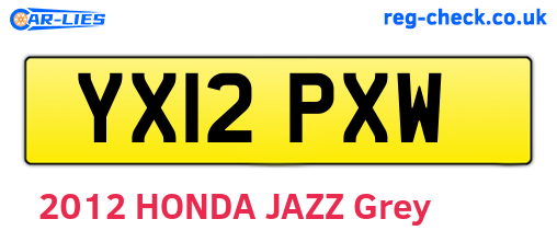 YX12PXW are the vehicle registration plates.