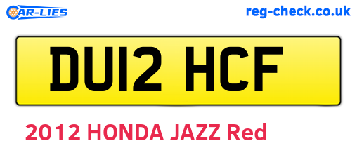 DU12HCF are the vehicle registration plates.