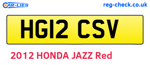 HG12CSV are the vehicle registration plates.