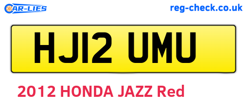 HJ12UMU are the vehicle registration plates.
