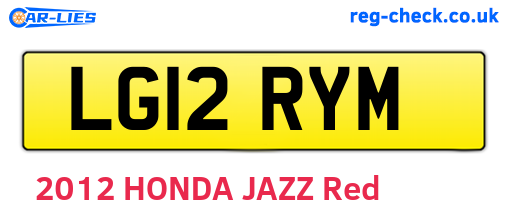 LG12RYM are the vehicle registration plates.