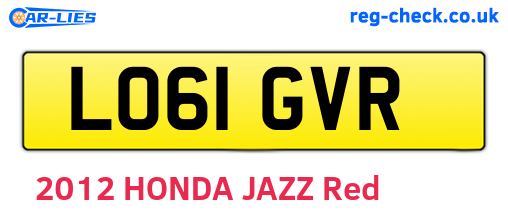 LO61GVR are the vehicle registration plates.