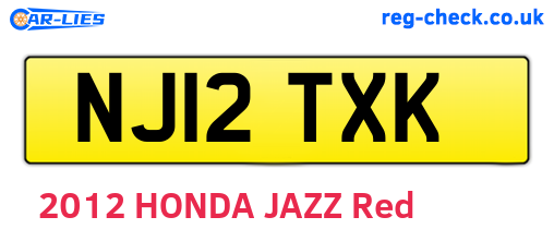 NJ12TXK are the vehicle registration plates.